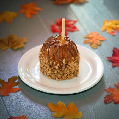Chocolate Pecan Buttercrunch Caramel Apple